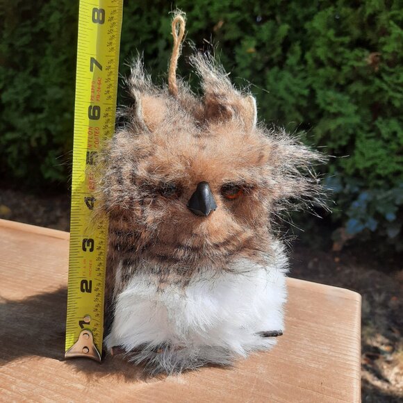 Brown Furry 7" Owl Ornament Ugly Lightweight Decoration - Picture 4 of 5